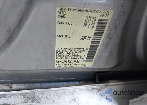 2015 Nissan Altima 2.5 Sv из США, поврежденный, VIN 1N4AL3AP3FC181830